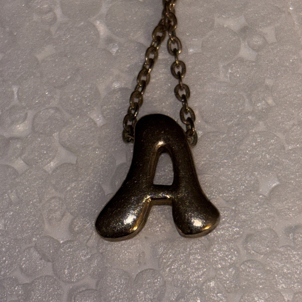 Vtg. Sarah Coventry Initial Monogram Bubble Necklace Letter "A" Gold-Tone 16/18"